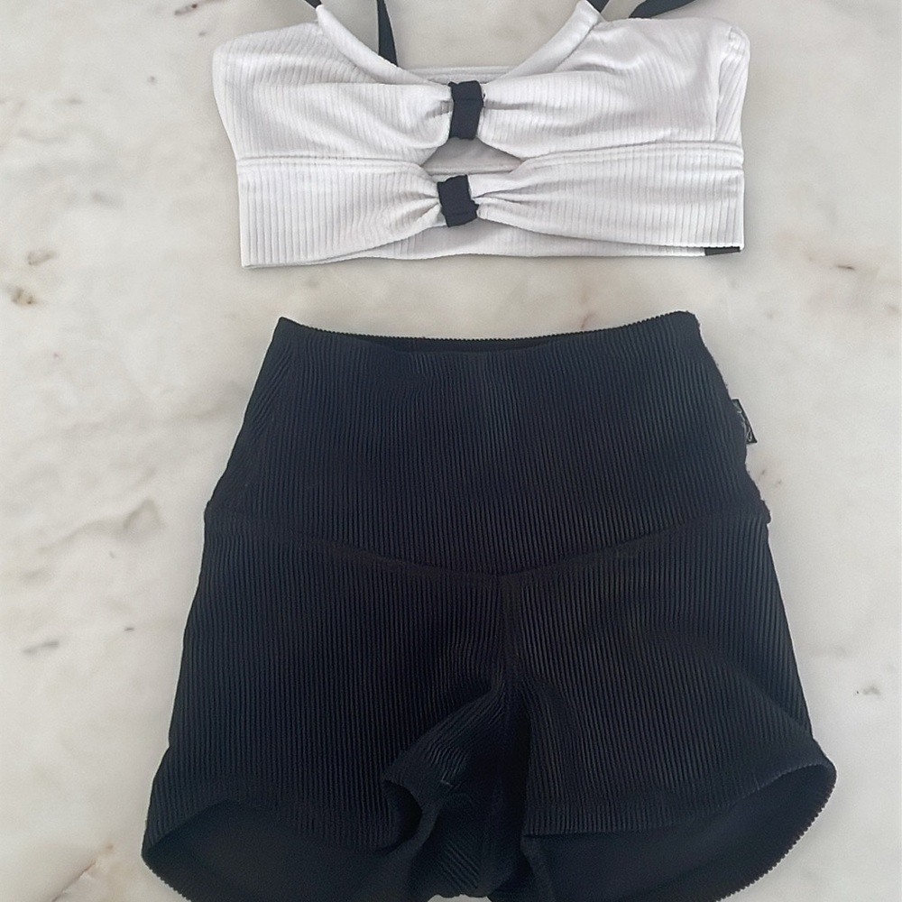 Black Ribbed Women's Shorts